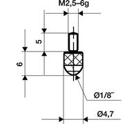 Insert de mesure L.6mm KGL M2,5 HM pour comparateur KÄFER