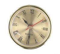 Insert de mouvement d'horloge à quartz de 65 mm avec chiffres romains pour bricolage - Pièces de rechange pour décoration d'intérieur - Doré/argenté