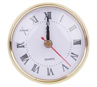 Insert de mouvement d'horloge à quartz de 80 mm pour réparation d'horloge à faire soi-même - Mécanisme de rechange avec chiffres romains ou arabes, bordure dorée/argentée, trou de 73 mm (doré B)