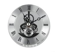 Insert de mouvement d'horloge à quartz de 86 mm de diamètre avec style squelette et chiffres romains, pièce de rechange pour projets de réparation d'horloge (argent)