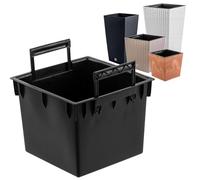 Insert de pot de fleurs carré interchangeable avec poignées, 24 x 24 cm, noir, 11 l, pour pots Prosperplast H 44,9 cm, facilite le contrôle de la teneur en eau