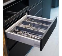 Insert de tiroir multifonction pour tiroirs de cuisine, système de rangement gris ardoise pour 60 x 50 cm, tiroir à couverts, range-couverts et porte-épices