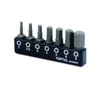 Insert de tournevis hexagonal TOPTUL 1/4 pouces 7 pièces (6 pans 2 2.5 3 4 5 6 8 mm)