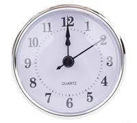 Insert d'horloge 80 mm avec mouvement à quartz et chiffres romains ou arabes blancs pour remplacement ou construction neuve (C argenté)