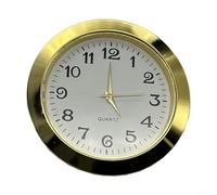 Insert d'horloge à quartz miniature, horloge ronde à quartz, horloge miniature, cadran blanc, bordure dorée, en acier inoxydable, convient pour la cuisine, la maison, le salon, la chambre à