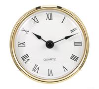 Insert d'horloge, mouvement à quartz de 80 mm, bord argenté pour réparation d'horloge murale, chiffres romains, diamètre de montage de 76 mm (doré)