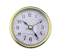 Insert d'horloge rétro de 65 mm en aluminium avec bordure dorée - Incrustation vintage avec chiffres romains arabes - Pièces de réparation d'horloge murale ou de bureau (B)