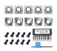 Insert en carbure pour tour à bois, 15 mm, coupe carrée en carbure avec 4 bords indexables et rayon de 100 mm, pour bois dur MDF, bois tendre, contreplaqué