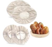 Insert en Lin pour Banneton à Pain,4 Pcs Insert en Tissu pour Panier à Banneton pour Pain Toiles de Boulangerie Ovales Banneton Pain pour Amateurs de Pâtisserie Débutants Faire Son Pain et Son Levain