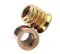 Insert Fileté Bois, 20pcs M6 x 10 mm Inserts d'écrou, Écrous à Visser Douille, Écrou hex fileté en alliage de zinc, Écrou à Tête pour meubles Chaises Lits en bois(M6 x 10 mm)