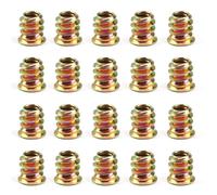Insert Fileté Bois M5*10mm, 20pcs Ecrous Hexagonaux en Metal Manchons à Visser Creux Tête Plate Alliage de Zinc pour Meubles en Bois