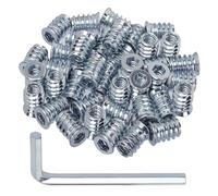 Insert Fileté Bois M8 x 15mm, Insert Fileté Metal avec Clé Allen, Insert a Visser Insert Écrous à Visser Fileté, Manchons à Visser Vis Tête Insert Bois
