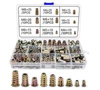 Insert Fileté Bois Vis En Alliage de Zinc M4 M5 M6 M8 Insert Fileté Écrou De Vis À Six Pans Creux Pour Les Meubles En Bois (150 pièces)