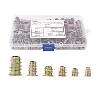 Insert Fileté Hexagonal Acier Carbone Coloré 165 Pièces, Écrous Galvanisés - Résistance Renforcée, Fixation Bois Sûre, Usage Mobilier et Ameublement