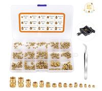 Insert Fileté Métal, 220Pcs Écrou Moleté, M2 M2.5 M3 M4 M5 M6, Insert Impression 3D, Filetage Femelle Écrous avec 1 Pince à Épiler, Insert Fileté en Laiton pour Imprimer en 3D