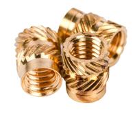 Insert fileté moleté en laiton, Écrous d'insertion thermique moletés en laiton, filetages M1 à M8, paquets multiples(Length 12mm,M1(OD 2mm)100pcs)