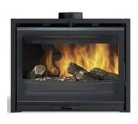 insert modane 75 peint anthracite foyer à bois bûches 55 cm porte vitrée