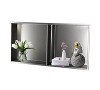 Insert mural de douche carré en acier inoxydable 304 avec étagères intégrées pour salle de bain et toilettes, pas de carrelage nécessaire, gris, 320 x 320 x 125 mm
