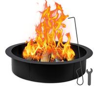 Insert rond de 99,1 cm pour combustion du bois à l'extérieur, grand foyer extérieur en acier massif de 114,3 cm pour extérieur au-dessus du sol, bricolage, camping, jardin, terrasse, arrière-cour