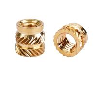 Insert thermofixé en laiton, Écrous moletés en laiton, inserts thermofusibles, filetages M2-M6, insertion par injection, plusieurs tailles(Length 5mm 50pcs,M6(OD 9mm))