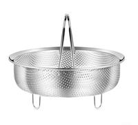 Insert vapeur 304 pour cuiseur à riz avec tamis perforé dense et poignée résistante à la chaleur pour cuire à la vapeur du riz, des légumes et des boulettes empilable, peu encombrant, argenté, 24 cm
