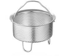 Insert vapeur 304 pour cuiseur à riz avec tamis perforé dense et poignée résistante à la chaleur pour cuire à la vapeur du riz, des légumes et des boulettes empilable, peu encombrant, argenté, 24 cm