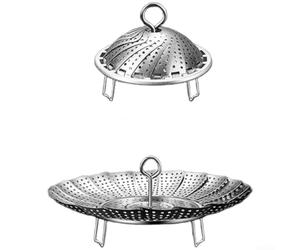 Insert vapeur en acier inoxydable pliable polyvalent | Insert vapeur pratique en acier inoxydable, pliable comme bol à fruits et égouttoir avec une répartition uniforme de la