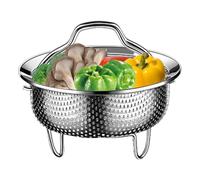 Insert vapeur pour casserole - Rondelle à riz en acier inoxydable et panier vapeur pour légumes | Plateau vapeur avec poignée et pied de base, insert en métal pour la cuisson des légumes, du riz, des
