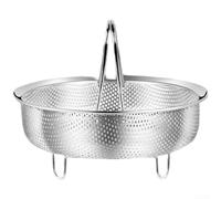 Insert vapeur pour cuiseur à riz et casseroles, 304 inserts de panier vapeur avec trous étroitement répartis et poignée amovible, design empilable pour une vapeur saine, argenté (moyen)