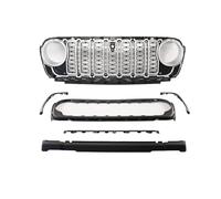 Inserts calandre Grille De Pare-chocs Avant En Pour Jeep Pour Wrangler JL JT 2018-2024 Avec Ouverture Pour Caméra Noir Mat