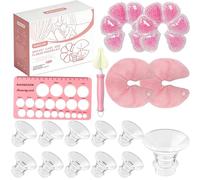 Inserts de bride 13/15/17/19/21 mm pour bride/bouclier de 24 mm de la plupart des tire-lait, coussinets en gel rafraîchissant 3 en 1 et règles pour tétons - Sans BPA, kit de taille de bride pour les