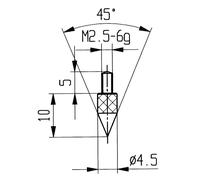 Inserts de mesure 45 degrés Cône M2,5 STA pour comparateurs KÄFER