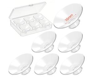 Inserts de Tétraire 6PCS 16mm Large, Insert en Silicone pour Bride 24mm, Confort Doux Compatible avec Momcozy Spectra Medela Elvie Eufy, avec Boîte de Rangement