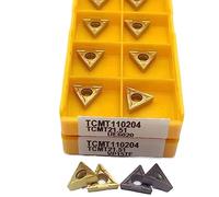 Inserts de tournage en carbure, porte-outil de tou 10 pièces TCMT110204 15TF CNC outil Triangle carbure lame métal outils de tournage Machine outil de fraisage(TCMT110204 15TF)
