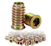 Inserts filetés à entraînement hexagonal, M4 M5 M6 M8 M10 for meubles en acier, vis tête plate, écrou fileté, insert bois 50 pièces(M10 x 30mm)