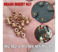 Inserts filetés à sertir à chaud en laiton M2 M2.5 M3 M4 M5 M6 M8, inserts moletés à fusion à chaud, inserts à double sergé, écrous en cuivre, 50-300 pièces 250pcs