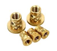 Inserts filetés en laiton thermofixés, L'écrou chaud de fonte cuivre en laiton insère le type moleté M2-M8 la bride T(M2.5x4.6xOD4.6 20pcs)