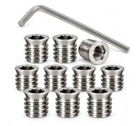 Inserts filetés for bois, acier inoxydable 304, M3-M10, 10 pièces | Écrous d'insertion de meubles à entraînement hexagonal avec llen assortie(M4 x 10mm)