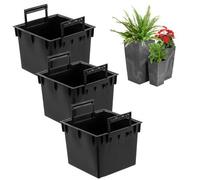 Lot de 3 inserts de pot noirs en plastique de 25 l - Dimensions : 32,5 x 32,5 x 25,5 cm - Pour pots Prosperplast - Hauteur : 61 cm - Avec poignées - Pour l'extérieur et l'intérieur - Facilite le