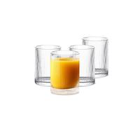 INSETLAN Lot de 4 petites tasses en verre transparent de style origami pour bar, café, jus, ondule, 270 ml (taille S)