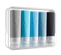 INSFIT 5 Pièces Flacon Voyage Silicone - 90ml Approuvés TSA - Tubes en Silicone Souples, Étanches Anti-Fuite Triple Couche & sans BPA pour Shampoing, Lotion, Savon - avec Étiquettes Incluses