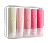 INSFIT 5 Pièces Flacon Voyage Silicone - 90ml Approuvés TSA - Tubes en Silicone Souples, Étanches Anti-Fuite Triple Couche & sans BPA pour Shampoing, Lotion, Savon - avec Étiquettes Incluses