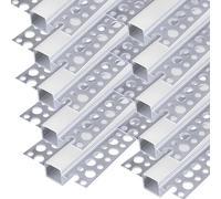inShareplus Profil LED à encastrer dans le plâtre, 3,3 pieds/1M Lot de 10 canaux LED en aluminium avec diffuseur laiteux, diffuseur de bandes LED encastrées sans bordure pour sous-armoire, étagère