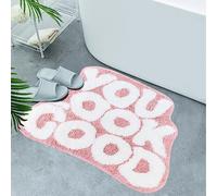 Inshere You Look Good Tapis de bain mignon pour salle de bain, cuisine et porte en tissu corail doux et absorbant - Tapis de bienvenue d'intérieur cool et amusant - Tapis de bienvenue antidérapant et