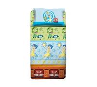 Inside Out, Parure de lit Simple, Parure de lit Simple Disney, Drap Plat, taie d'oreiller, Disney, 100% Coton, Produit Officiel