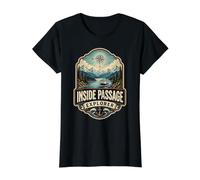 Inside Passage Explorer, Bateau de croisière en Alaska Vintage Amusant T-Shirt Graphique avec Valeur, Femme, Noir, M