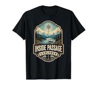Inside Passage Explorer, Bateau de croisière en Alaska Vintage Amusant T-Shirt Graphique avec Valeur, Homme, Noir, M
