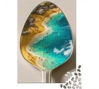 Inside The Spoon is Tropical Plage Puzzle 1000 Pièces Adultes Plage Jeu D'adresse pour Toute La Famille Puzzle Impossible Cadeau Unique Collection d'art Idée Cadeau 1000pcs (75x50cm)