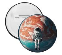 Insigne astronaute solitaire en métal, broche ronde légère pour sac à dos, épingles à boutons tendance pour chemises, vestes, châle, manteau, unisexe, 5PCS, Fer blanc, épingles rondes en métal