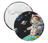 Insigne chat astronaute intéressant broches rondes en métal, broche légère pour sac à dos, épingles à boutons tendance pour chemises, vestes, châle, manteau, unisexe, 20PCS, Fer blanc, épingles rondes